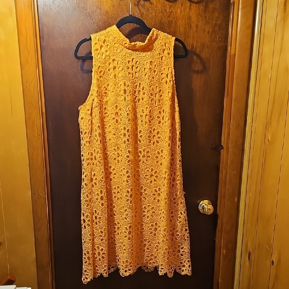 Robbie Bee Orange Sleeveless A-line Midi Dress